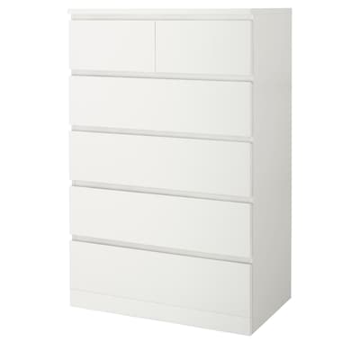 MALM Calaixera de 6 calaixos, blanc, 80x123 cm
