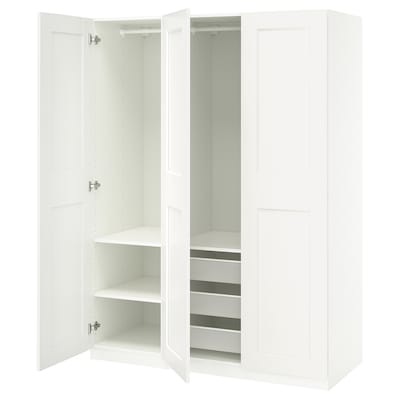 PAX / GRIMO Combinació d'armari, blanc/blanc, 150x60x201 cm
