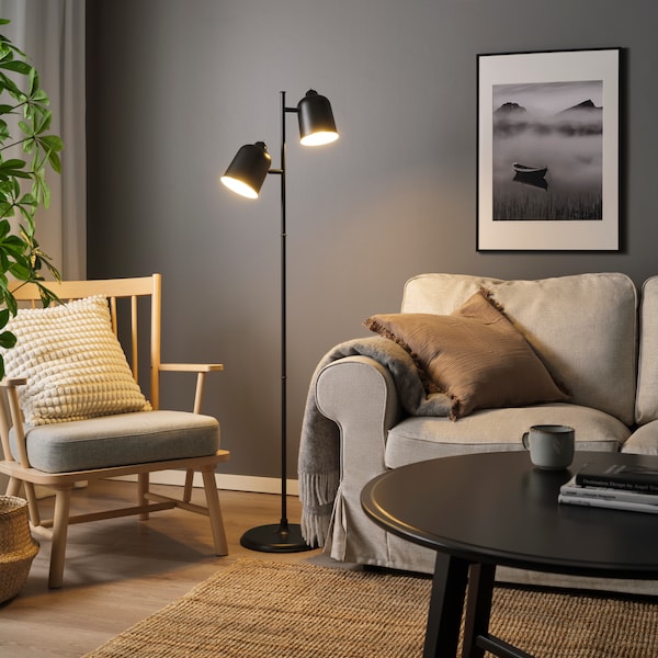 An anthracite KLÖVING floor lamp