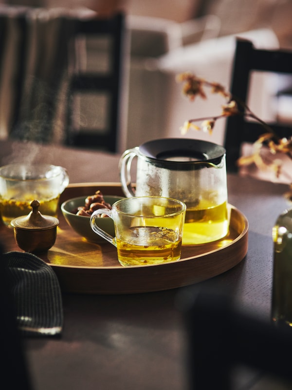 A walnut OMBONAD tray
